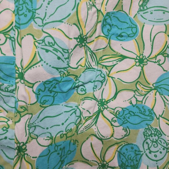 Lilly Pulitzer Pants Womens 10 Green Blue Capri Floral Stretch Cotton Cropped - Picture 10 of 10